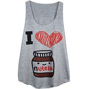 I Love Nutella Text Summer Vest TOP - Tank Top - Unieke maat - Tank Top Ziet - Onderhemd, grijs, Eén maat