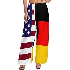 Vlaggen van de Verenigde Staten en Duitsland, casual loungebroek met wijde pijpen, comfortabele losse joggingbroek, joggingbroek