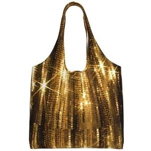 XIAOYANS Gouden Pailletten Sparkle Extra Grote Capaciteit Schoudercanvas Tas Voor Winkelen Reizen Dagelijks Gebruik, Zwart, Eén maat