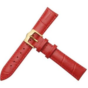 Chlikeyi Horlogebandje rood lederen bandje voor dames, Rood goud, 22 mm, Strepen