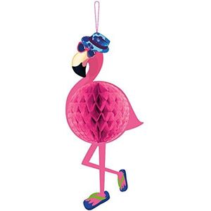 Amakando Originele flamingo honingraatbal als hangdecoratie/roze 22x58cm / grappige decoratieve hanger vogel/als gemaakt voor Hawaïaanse feestjes & kinderfeesten