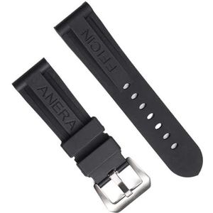 dayeer Zwart oranje rubberen horlogeband voor Panerai horlogeband siliconen waterdichte tape polsband (Color : Black silver, Size : 24mm)
