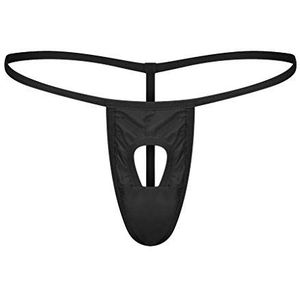 Zhiyao Heren strings mannen tanga slips ademende G-string comfortabele onderbroek lage taille T-back bikini's ondergoed compleet ouvert, zwart, M