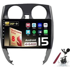 Android 15 Autoradio Sat Navi voor N-issan Note (2012-2021) 9 Inch Touchscreen Multimedia Speler met Draadloze Carplay GPS Navigatie FM RDS Bluetooth 5G-WiFi SWC DSP,M120s
