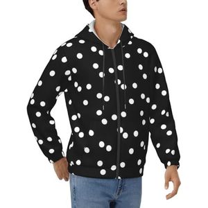 PPHGUT Zwart Wit Polka Dots Print Mannen Hoodie Pullover Sportkleding Voor Casual Werk Weekend Boodschappen Reizen Thuis Wear, Zwart, S