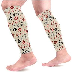 EZIOLY Bloemen Sport Kalf Compressie Mouwen Been Compressie Sokken Kalf Guard voor hardlopen, Fietsen, Moederschap, Reizen, Verpleegkundigen