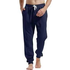 Amy Coulee Joggingbroek voor heren, katoenen joggingbroek met zakken, fitness-vrijetijdsbroek met trekkoord, donkerblauw, XL