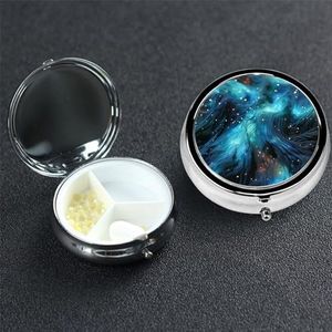 Pillendoosje - Stof met Gouden Poeder - 3 Compartimenten - Ronde Medicijnorganisator - Waterdicht