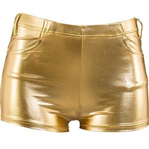 Carnaval dames hot pants metallic (small, goud)