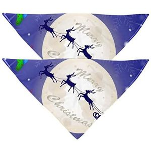 2 Pack Hond Bandana Kerst Sokken Santa Slee Met Volle Maan Meisje Jongen Huisdier Slabbetjes Hond Sjaal Hoofddoek Wasbare Bandana's Accessoires Voor Kleine Middelgrote Honden Puppy Kat Huisdier