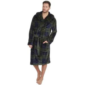 Undercover Heren luxe zachte koraalfleece ochtendjas met capuchon klein-5XL, Groene controle, L