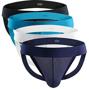 Billtop Jockstrap-strings voor heren, atletische ondersteuning, slip, sexy, strings, ondergoed, 4 stuks meerkleurig 01, M