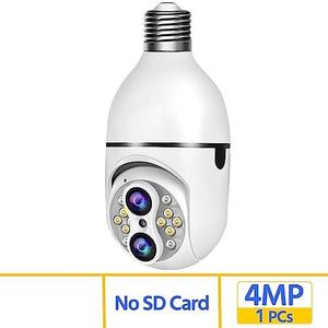DVR-kits voor bewaking, 4MP E27 Lamp Surveillance Camera Dual Lens 10X Zoom Indoor IP Camera Automatische Tracking Kleur Nachtzicht Babyfoon,Buitencameratoezicht(4MP Camera)