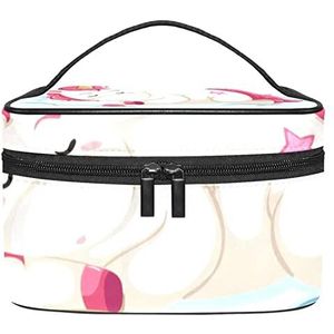 Eenhoorn make-up organizer tas, reismake-up tas organizer case draagbare cosmetische tas voor vrouwen en meisjes toiletartikelen, Meerkleurig, 22.5x15x13.8cm/8.9x5.9x5.4in