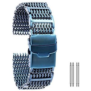Horlogeband Universele roestvrijstalen horlogeband 20 mm 22 mm 24 mm Goud/Rose Goud/Blauw Vervangende polsband met vouwsluiting met veiligheidsarmband