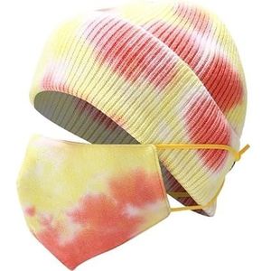 Koudebestendige tie-dye muts en maskerset for mannen en vrouwen - gebreide oorbescherming en gezichtsbedekking(5#Color)