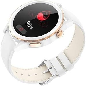 Smart Watch Damesmodel Bluetooth-oproep Waterdicht HD-scherm Echt bloed Zuurstof Ware hartslag Meerdere wijzerplaten (Color : White gold)