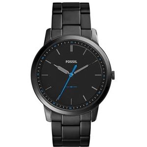 Het minimalistische slanke zwarte roestvrijstalen horloge met drie hand