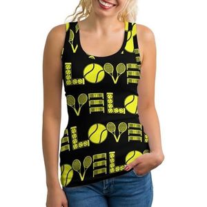 Love Tennis Tanktop voor dames, mouwloos T-shirt, pullover, vest, atletisch, basic shirts, zomer bedrukt
