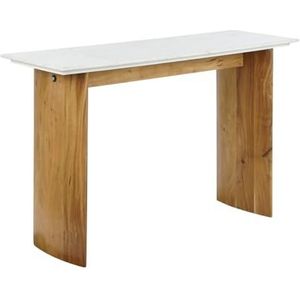 Home ESPRIT Bijzettafel wit bruin marmer handvat hout 120 x 38 x 77 cm