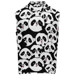 Leuke Panda Grafische Hooded Tank Top Voor Mannen Mouwloze Hoodie Bodybuilding Tees Casual Strand