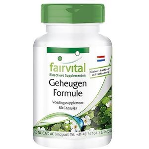 Fairvital | Geheugen Formula - HOOG GEDOSEERD - VEGAN - 60 capsules - voedingssupplement met brahmi (Bacopa Monnieri), ginkgo en meer