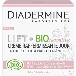 Diadermine Lift Plus BIO Sensitive - verstevigende dagcrème - gezichtsverzorging - gevoelige huid - biologisch rozenwater en pro collageen - 50 ml blik