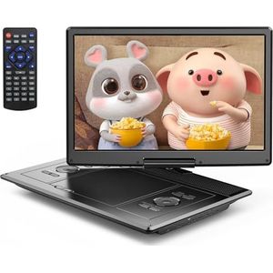 YOTON 17,5"" draagbare dvd-speler met 15,5"" HD groot draaibaar scherm voor in de auto, 4-6 uur speeltijd met batterij, geheugen-afspeelfunctie, ondersteuning USB/SD-kaart [Blu-ray niet ondersteund]