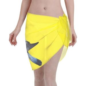 Duivenprint elegante strandwrap, bikini cover-up, badkleding jurk, voor vrouwen, perfect voor zwembad en resort, zwart, Zwart, one size