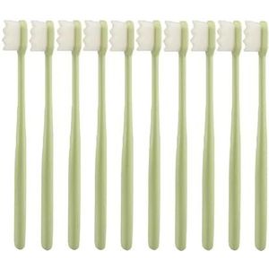 Miljoen tandenborstel Ultrafijne zachte tandenborstel Antibacterieel Bescherm de gezondheid Reizen Draagbare tandenborstel Mondhygiëne Gereedschappen (Color : BL-green 10 PCS)