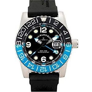Zeno-Watch herenhorloge - Airplane Diver Quartz GMT Points (Dual Time), zwart/blauw - 6349Q-GMT-a1-4