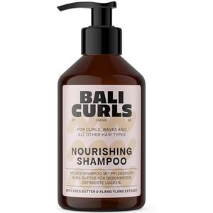 Bali Curls Nourishing Shampoo, voedende haarshampoo, hoogwaardige shampoo voor natuurlijke krullen, veganistisch haarwasmiddel voor soepel, gezond haar, 250 ml