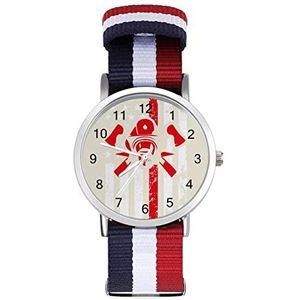 Amerikaanse Vlag Brandweerman Automatisch Horloge Voor Mannen Vrouwen Mode Quartz Horloge Armband Polshorloge voor Thuiskantoor