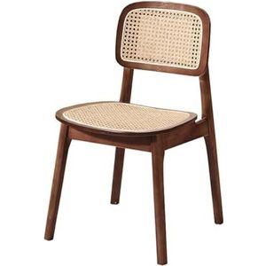 Maaltijd Stoelen Eetkamerstoelen van rotan 1 STUKS, eetkamerstoel in boerderijstijl met rieten rugleuning en zitting, retro geweven stoelen for eetkamer, keuken, woonkamer(Cherry)