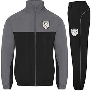West Ham United Heren Trainingspak Jas & Broek Set OFFICIEEL Voetbal Gift, Grijs, L