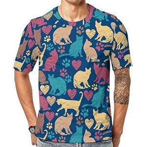 Kleurrijke kat mannen Crew T-shirts korte mouw T-shirt Causale atletische zomer tops