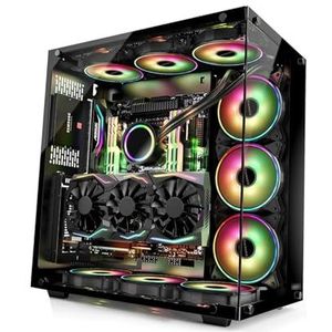 Mid-Tower Computerbehuizing ATXMATXMINI-ITX, Desktopcomputerbehuizing Van Aluminiumlegering, Verticale GPU-beugel Ondersteunt Waterkoeling(Black)