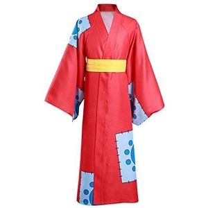 cultofmoon Anime Kostuum Aap D. Luffy Cosplay Kimono Halloween Carnaval Pak Aankleden Outfits, Rood, XS