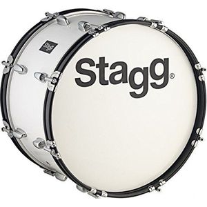 Stagg 22082 18 x 10-inch marching basdrum met riem en klopper - wit