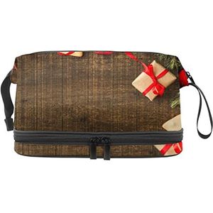 Make-up tas - grote capaciteit reizen cosmetische tas, hart-koekjes-met-klein-geschenkdoos, Meerkleurig, 27x15x14 cm/10.6x5.9x5.5 in