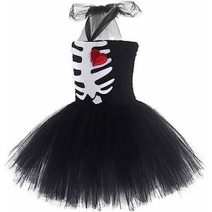 Corpse Bride-kostuum, Halloween-jurk met skeletprint, Enge Halloween-jurk Kostuumaccessoires voor meisjes Dames Kinderen Hirara