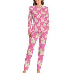 Lente Pasen Konijnen Grappige Pyjama Set Voor Vrouwen Met Lange Broek Zachte Loungewear Pj Set Nachtkleding