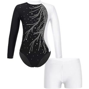 Gymnastiekpakje, balletpakje met lange mouwen voor kinderen, turnpakje met short, danskleding, yoga-onesie voor meisjes
