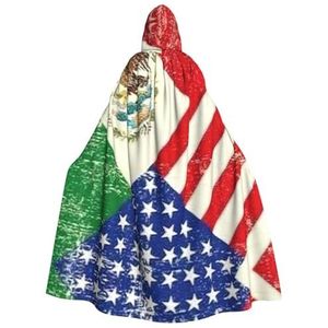 Mexicaanse Amerikaanse Vlag Print Halloween Tovenaar Heks Hooded Robe Mantel Kerst Hoodies Cape Cosplay Voor Volwassen