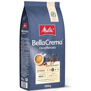 Melitta BellaCrema Decaffeinato Cafeïnevrij cafeïnevrij, 1 kg, ongemalen, koffiebonen voor volautomatische koffiemachine, cafeïnevrij, mild roosteren, geroosterd in Duitsland, dikte 3