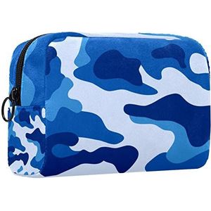 Cosmetische tas voor dames,kleine make-uptas voor portemonnee,blauwe camouflage,Cosmetische reistas,make-uptasje
