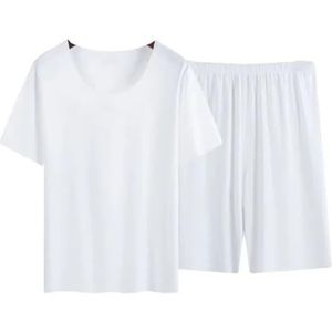 Premium pyjama's for heren, groot en lang, Home Essentials, zachte stretch loungeset, ademend, elastische taille, nachtkleding, ontspannende thuiskantoorkleding, comfortabele outfit for de hele dag(Wh