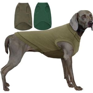 Sychien Hond Blank Katoenen Shirts,Plain Honden Grote Kleding, Jongen Meisje Huisdier Kostuums, Leger & Diepgroen XL