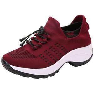 Stretch Cushion Shoes For Women Orthopedic Sneakers Breathable Trainers Athletic Shoe Thick Bottom Purple (Color : Red, Size : 42 EU)