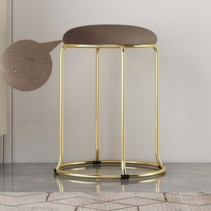 BVDHASDBT Gestoffeerde eetkameraccenten zijstoelen, metalen barkrukken, stevige metalen poten, comfortabel gestoffeerd voor pub, koffie, thuis, eetkamer, keukeneiland (donkerbruin)